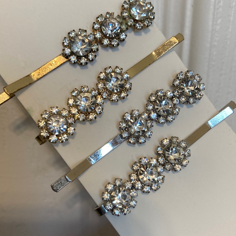 Vintage Elegant Silver and Gold Hair Clips Pins  Y2K